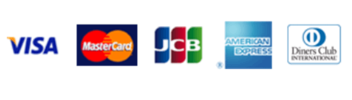 クレジットカード5社
ブランドのロゴ
VISA
MasterCard
JCB
AMEX
Diners